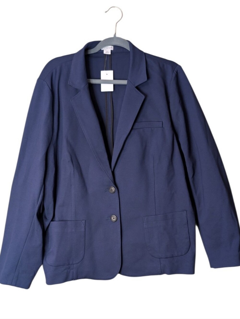 NWT J.Crew Factory Ponte Work Blazer Navy Blue Knit L1300 Plus 2-Button Size 24